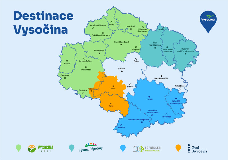 Turistická mapa Vysočiny barevná